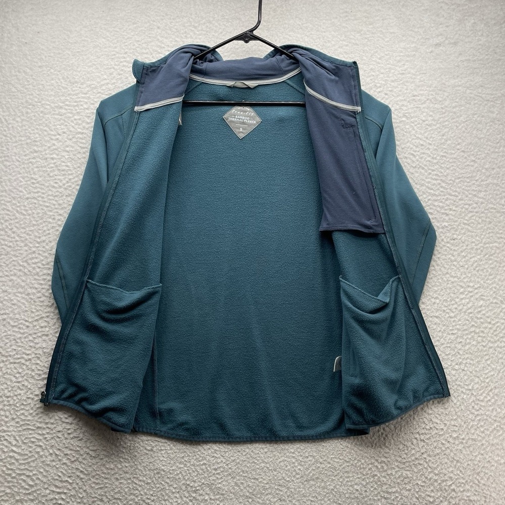 Free Fly Hoodie Mens Small S Bamboo Thermal Fleece Full Zip Pocket Teal Blue - Picture 5 of 12